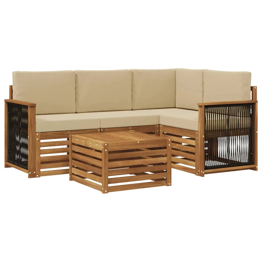 Set di divani da esterno 5 pcs Naturale e Beige 59 x 59 x 37 cm 3384324