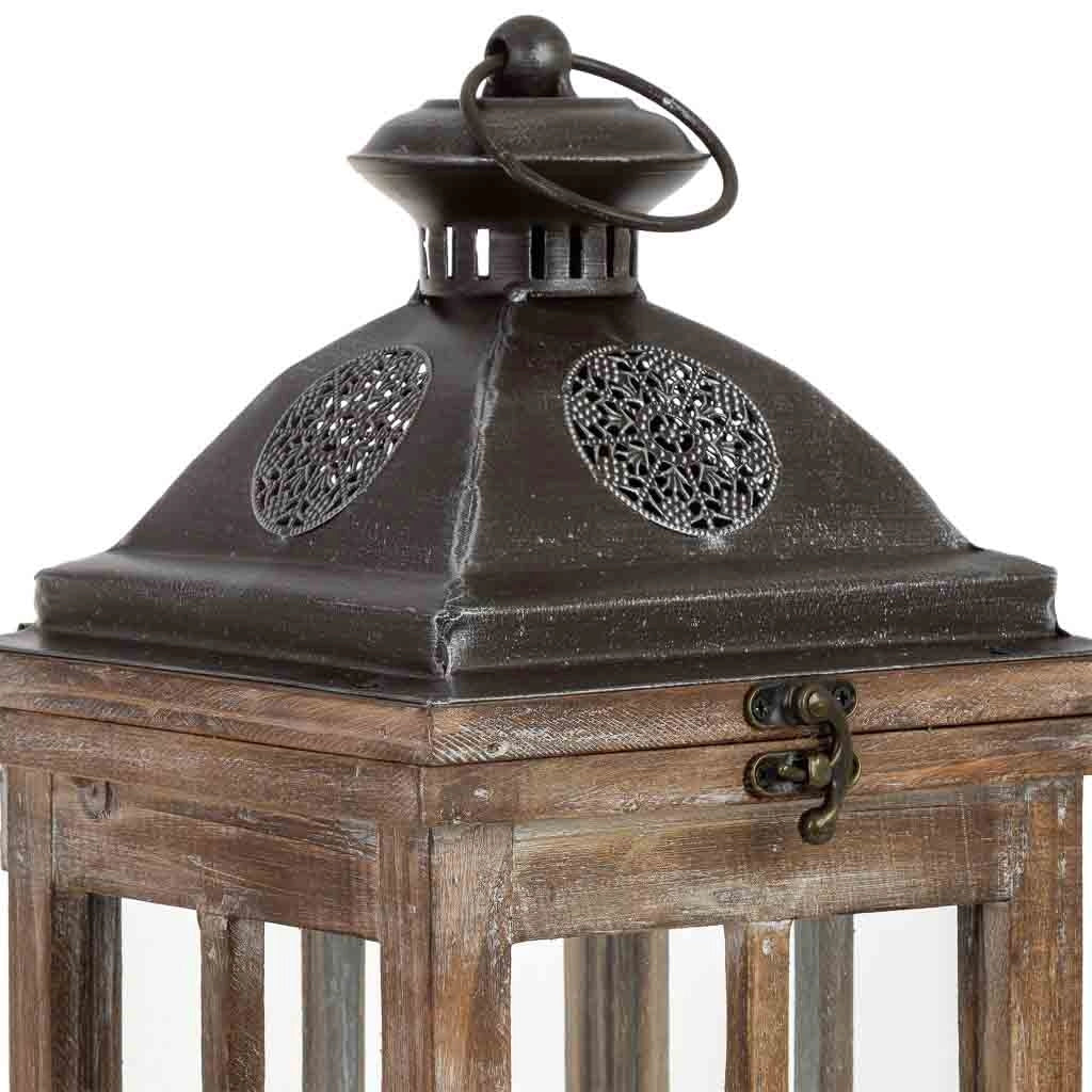 Lanterna in legno marrone 18x18x57,5h cm