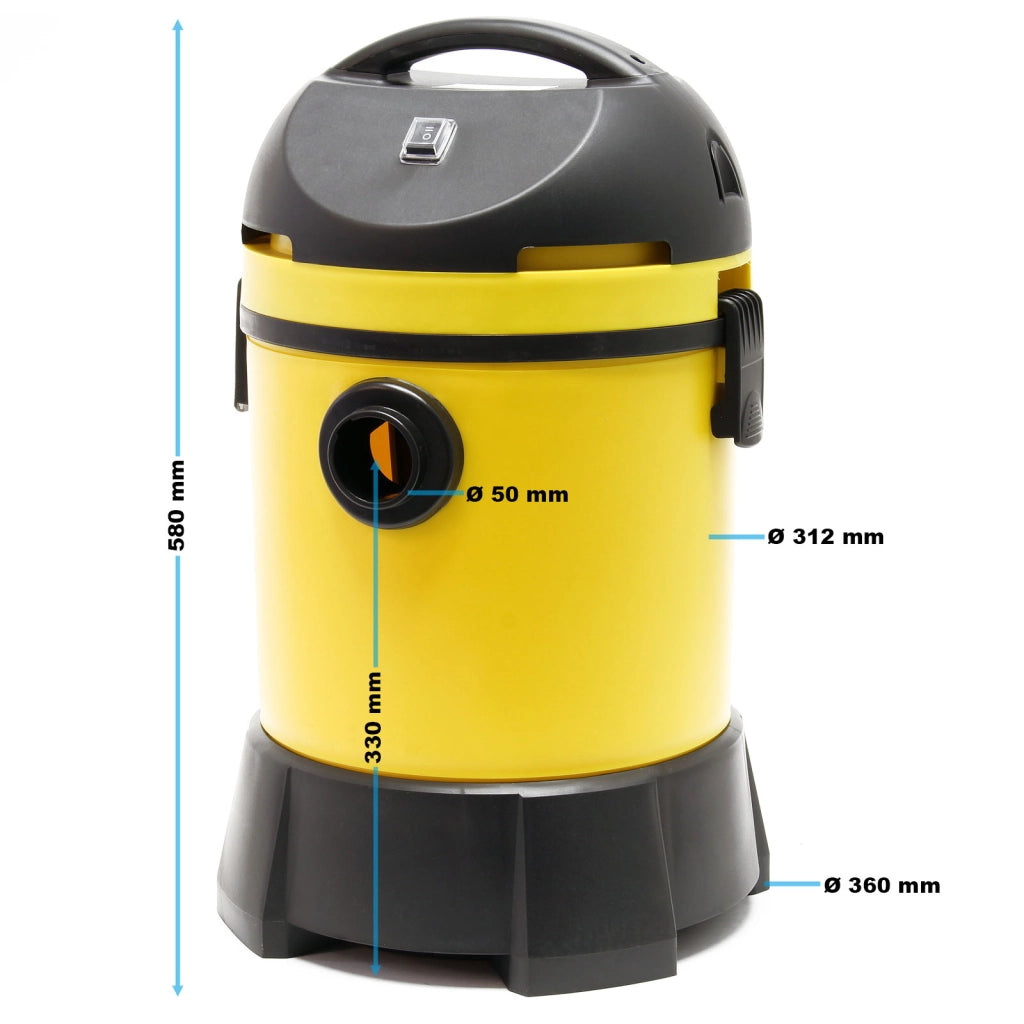 Aspirapolvere industriale 1400 W e serbatoio da 30 L, Aspirazione per liquidi e solidi con Sistema di svuotamento automatico, Attrezzo multiuso con accessori