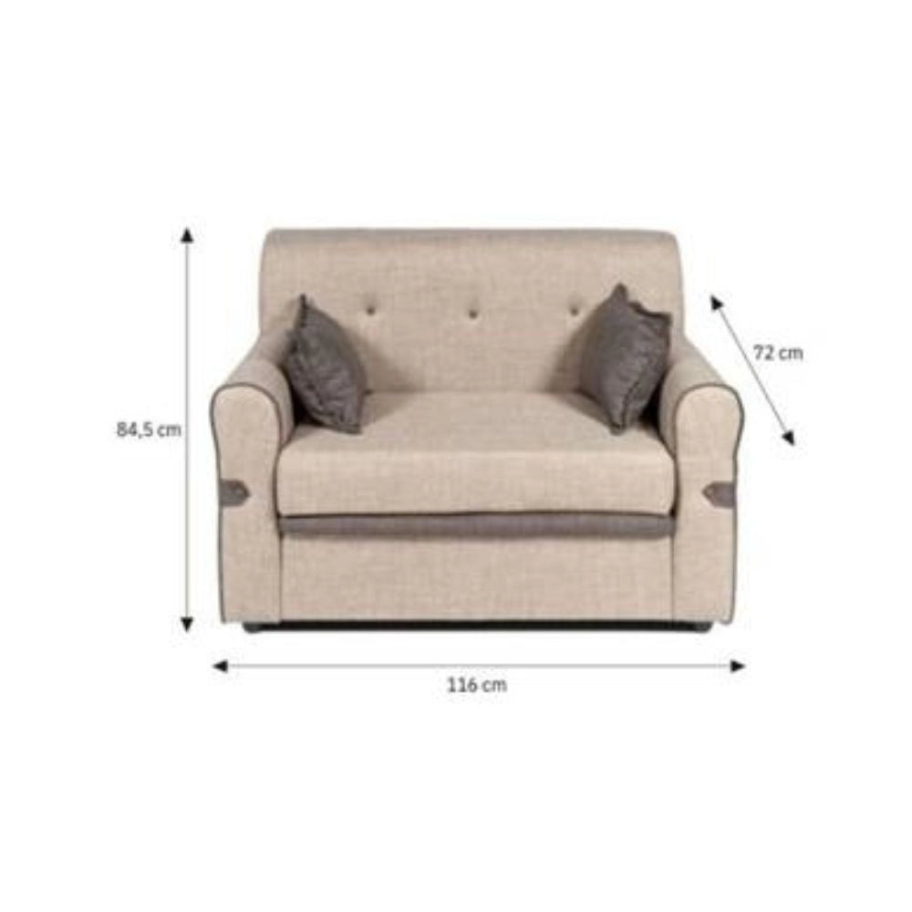 Divano 2 posti tessuto Tokyo 116x72x84,5h colore grigio
