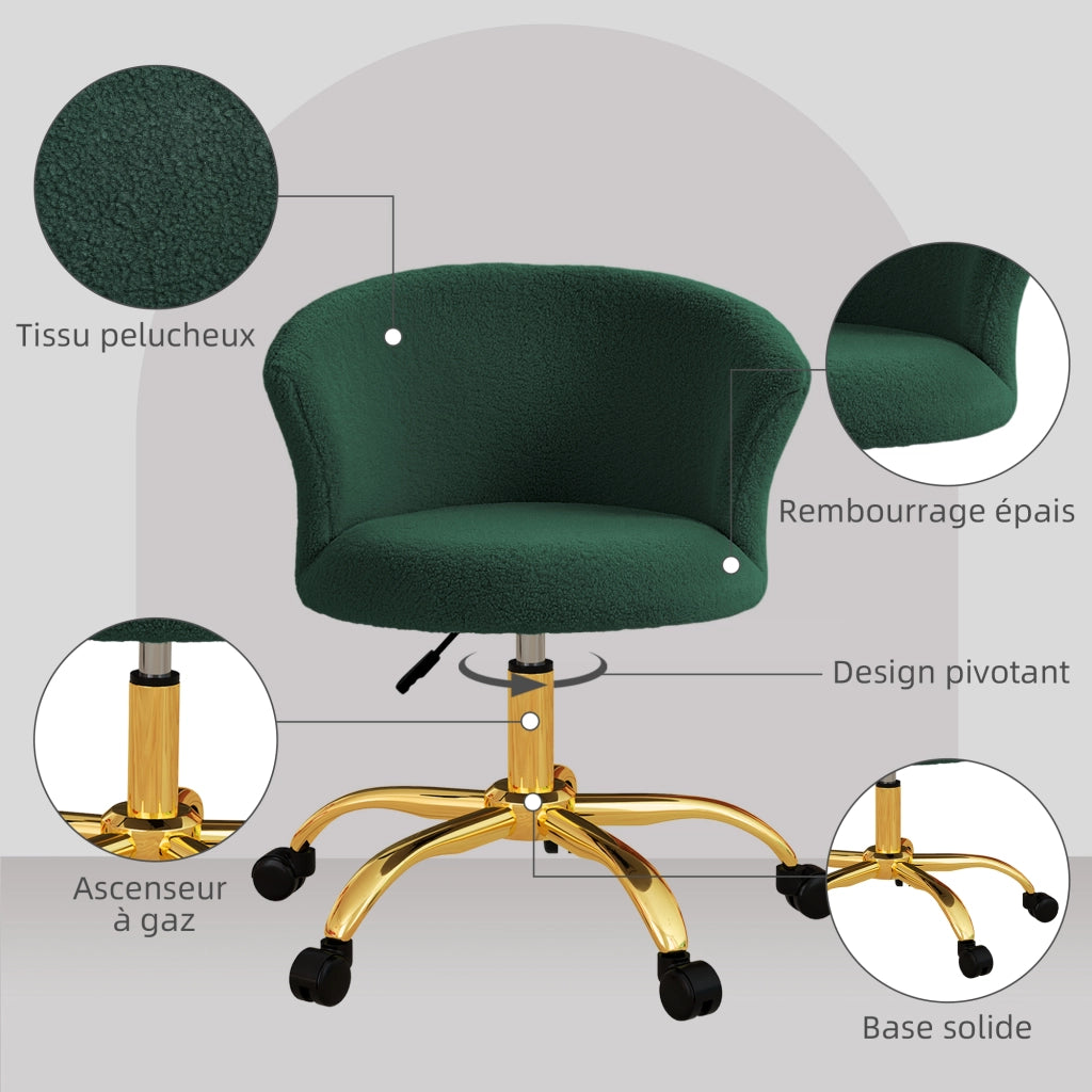 Sedia da ufficio ergonomica ¨C Zephmum ¨C Verde, regolabile in altezza, girevole