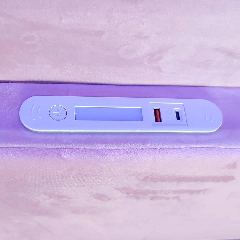 Letto bambino-Xylo-90x200 cm-LED, USB, idraulico, velluto rosa