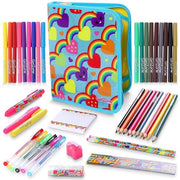 Etui per Scuola con Arcobaleno - 42 pezzi - Regalo per Ragazze - Etui per Borse - Luccicante - Adatto per 3 a 12 anni