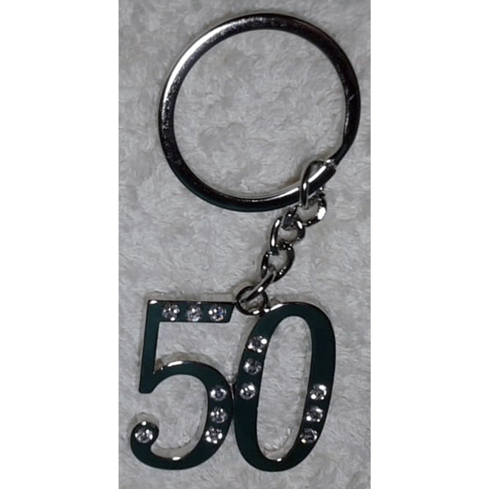 Trade Shop - 12 Portachiavi Porta Chiave Con Numero 50 Bomboniere Confetti Per Compleanno -