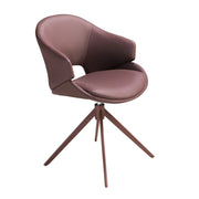 Sedia girevole in similpelle marrone ramato
