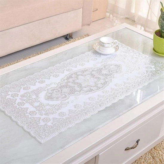 Tavolo con tovaglia in PVC, ovoidale in argento, flessibile e impermeabile, senza pieghe. Dimensioni: 40 x 84 cm (diametro 40 x 84 cm), angolo retto.