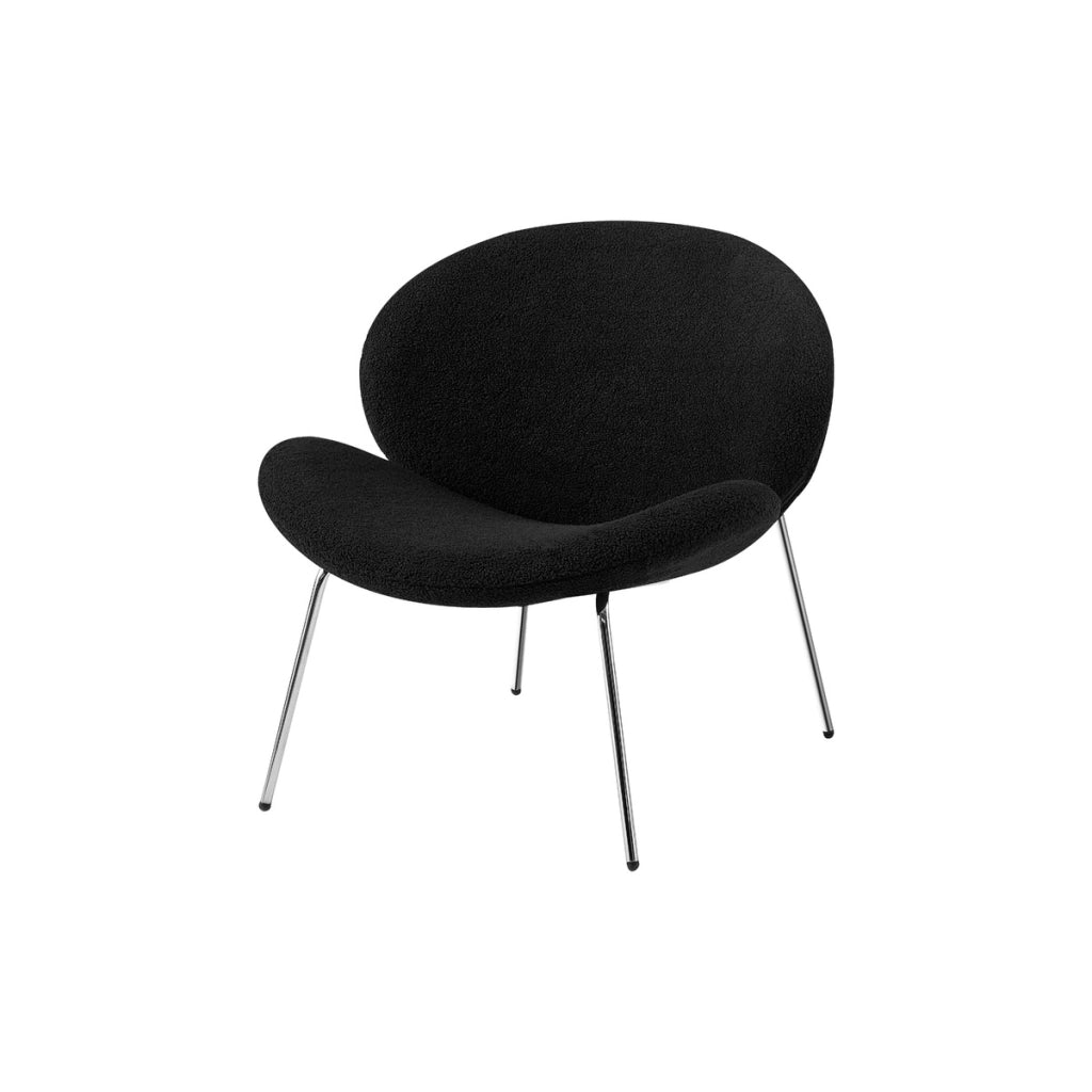 Set di 2 Poltrone Lounge Jaden in Boucle' Nero e Argento