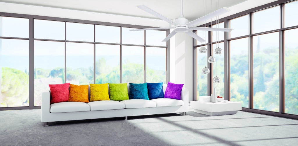 Vam Ventilatore da soffitto  industriale a risparmio energetico BIG bianco 210 cm con 6 pale in alluminio con telecomando 6 velocitÃ