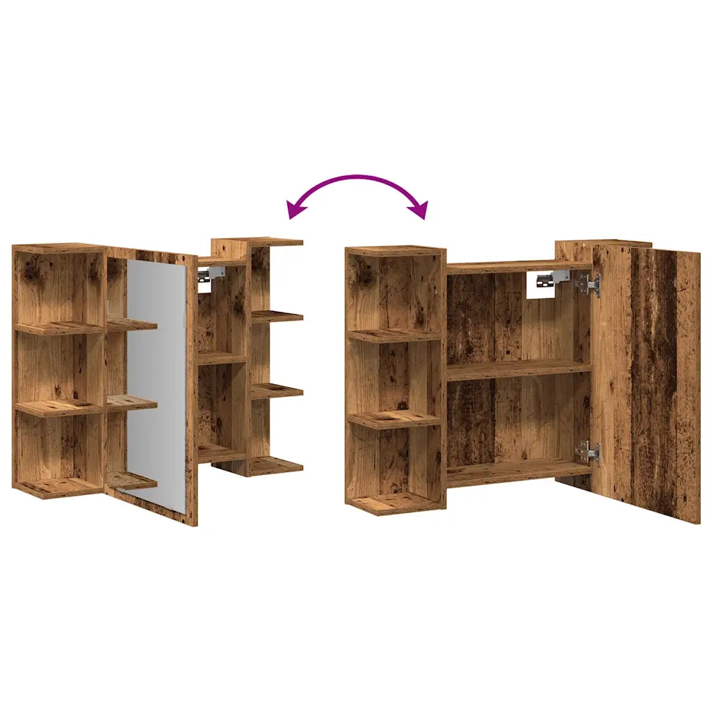 vidaXL Mobile Bagno con Specchio Legno Antico Legno Multistrato