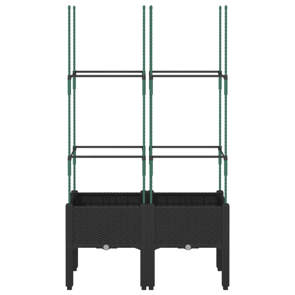 Fioriera da Giardino con Traliccio Nera 80x40x142,5 cm in PP