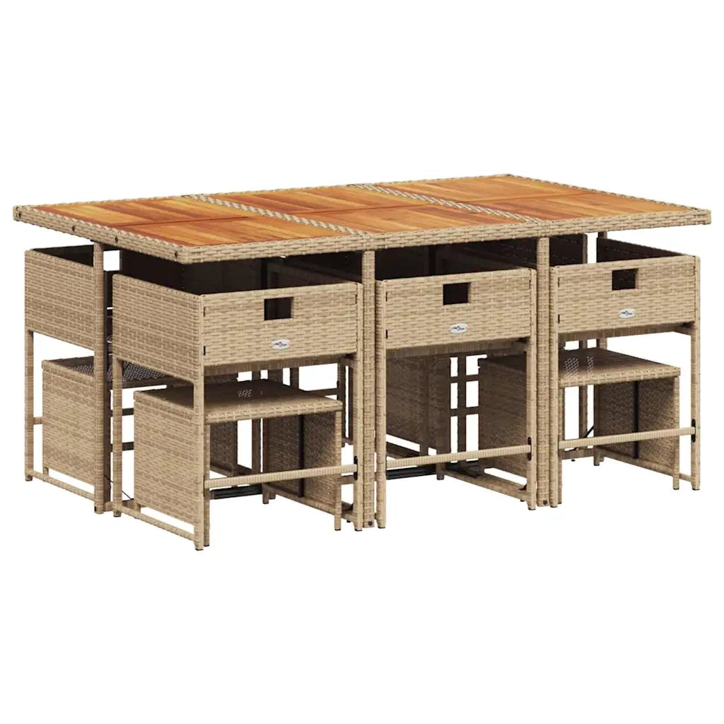 Set da Pranzo da Giardino 11 pz con Cuscini Beige in Polyrattan 3211336