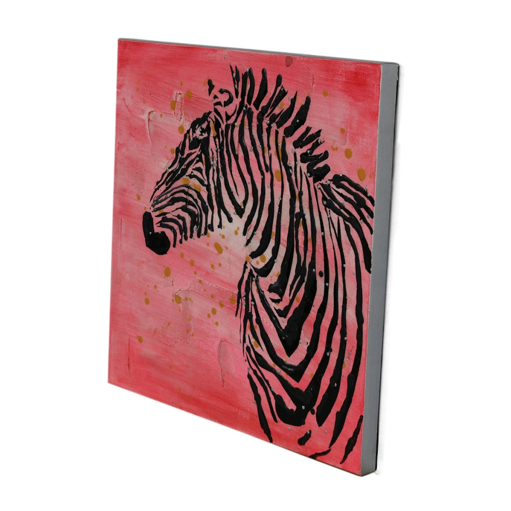 Quadro dipinto a olio su tela Zebra pop art 70x70 cm — fatto a mano