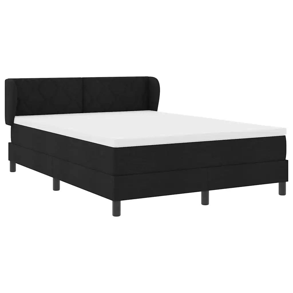 Letto a molle con materasso Nero 140 x 190 cm Tessuto 3340082