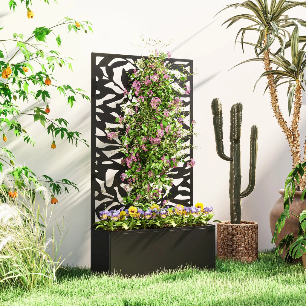 Fioriera Rettangolare con Griglia ¨C zephmum ¨C Nero 61x23x113 cm