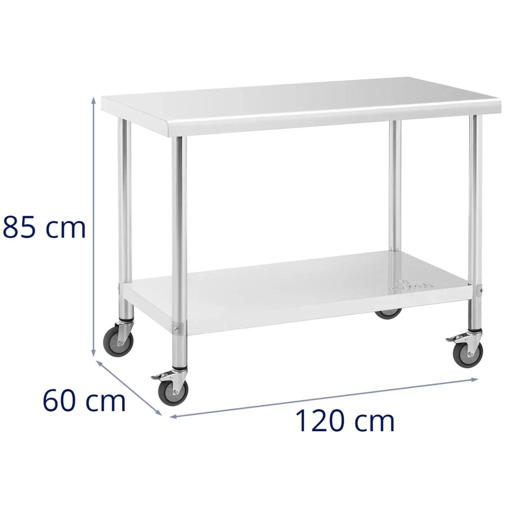 Tavolo da lavoro professionale da cucina Premium 60 x 120 cm 158 kg acciaio inox 14_0010019