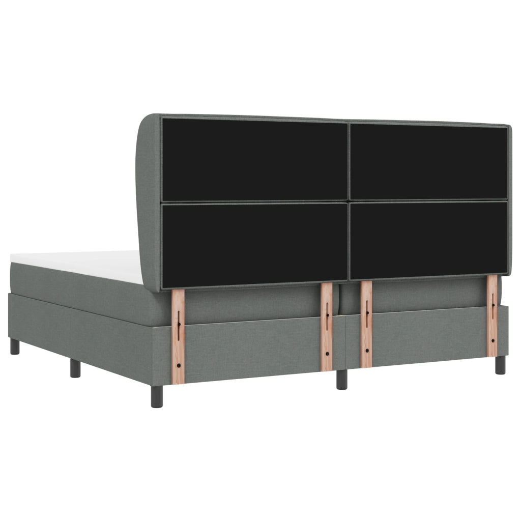 Letto Box Spring con Materasso Grigio Scuro 200x200 cm Tessuto