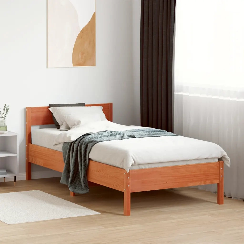 Giroletto con Testiera Marrone Cera 90x200 cm Massello Pinocod mxl 86919