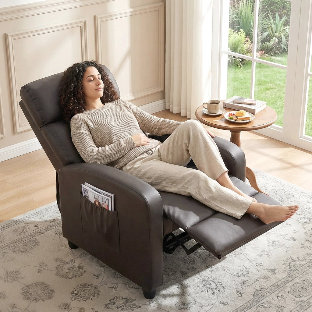 Poltrona Relax Massaggiante con Telecomando e 8 Programmi, Reclinazione e Poggiapiedi, 68x88x98cm, Marrone