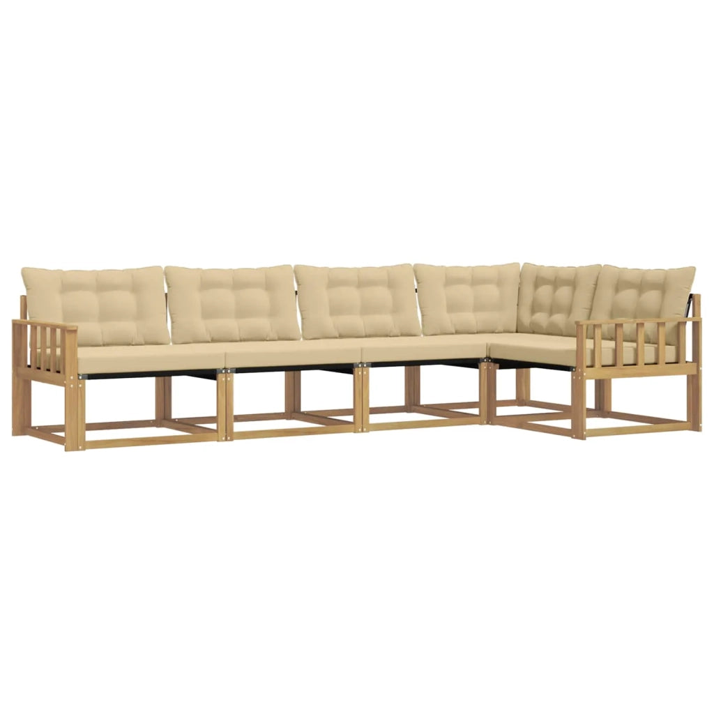 Set di divani da esterno con cuscino 5 pcs Bianco e Beige 3388683