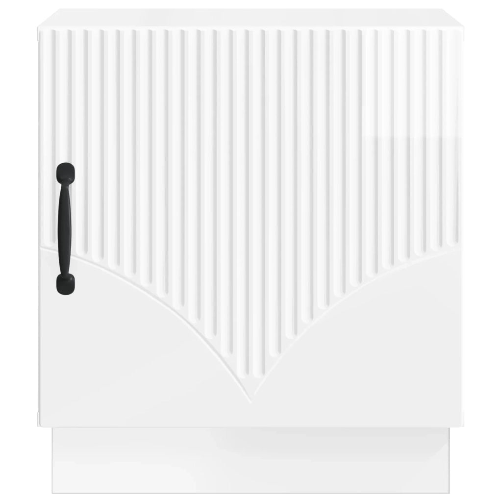 Comodino | Armadio da Notte | Mobiletto da notte Bianco Lucido 43 x 34,5 x 47 cm Legno ingegnerizzato
