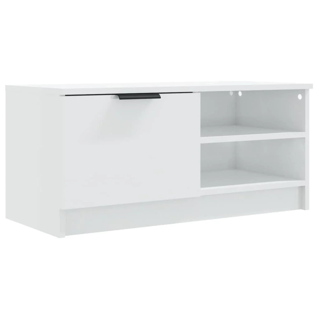 Mobile TV multimediale mensola TV credenza TV sala da pranzo soggiorno camera da letto finitura lucida 80 x 35 x 36,5 cm legno ingegnerizzato bianco 02_0027076