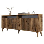 Madia Falzes, Credenza 2 Ripiani, 180x35x78h cm Marrone Noce