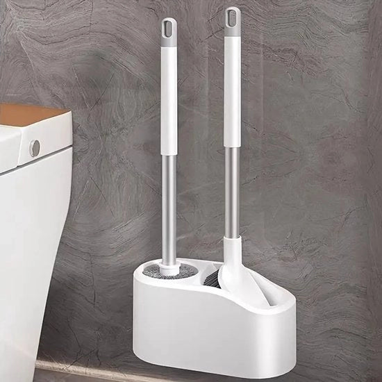 Set di spazzole per la pulizia della toilette senza angoli morti, set di pulizia per la doccia, spazzola per la vasca con manico lungo, montata sulla parete.