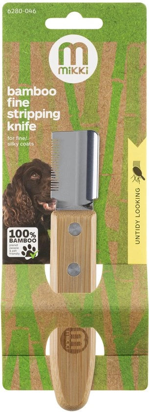 Coltello da pettinatura per cani in bambù, per la rimozione dei peli sovrapposti dalla pelliccia superiore, coltelli resistenti alla ruggine, facile da afferrare, denti sottili per cani con pelo setoso.
