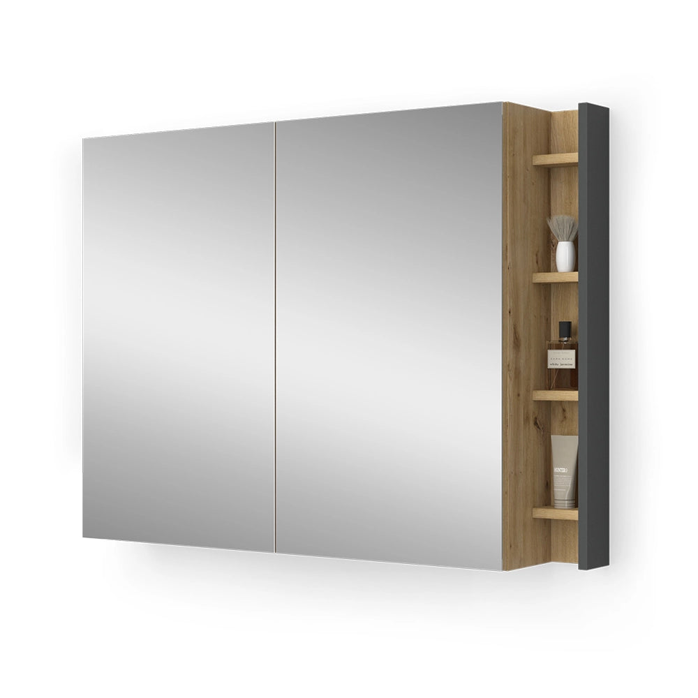 Vicco Specchio contenitore bagno Artigiano 100 x 75 cm con ripiani
