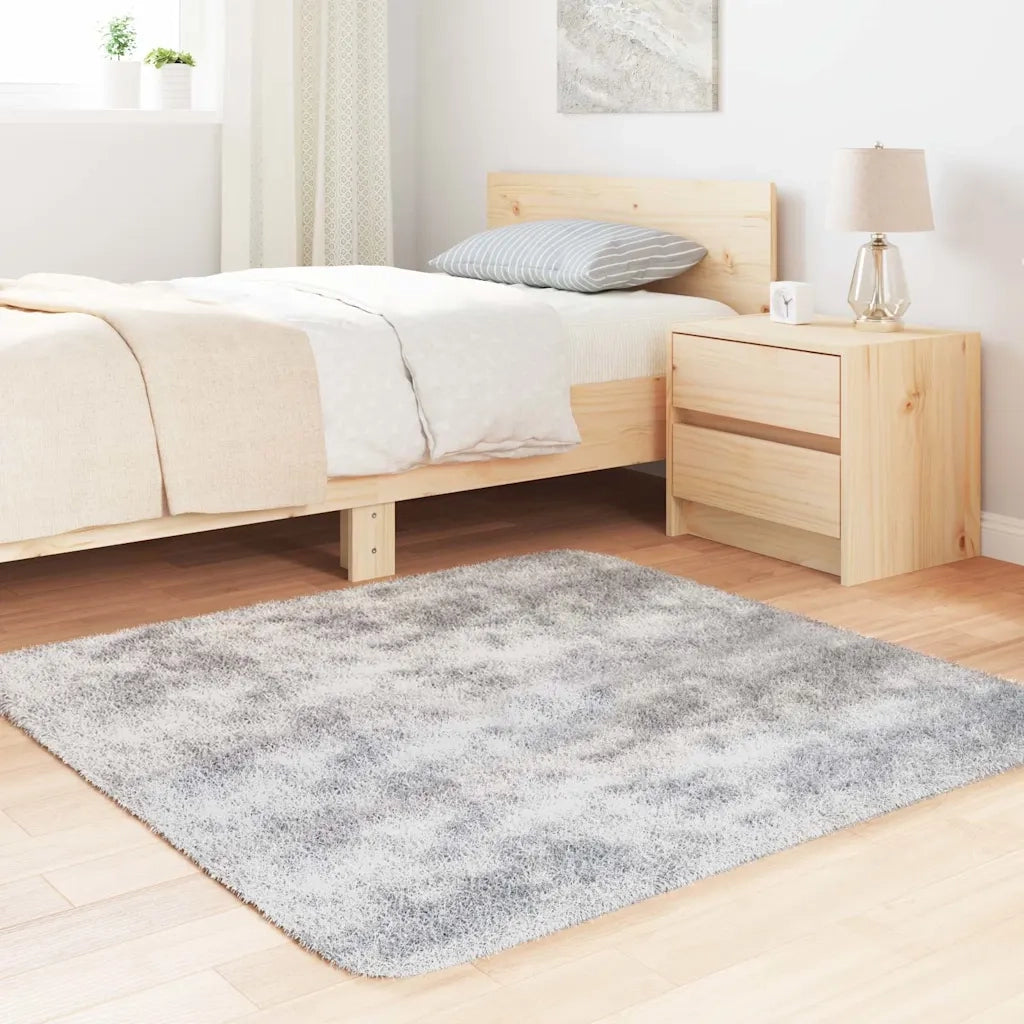 Tappeto Shaggy a Pelo Lungo NAVARRA Grigio Argento 120x120cm 4102868