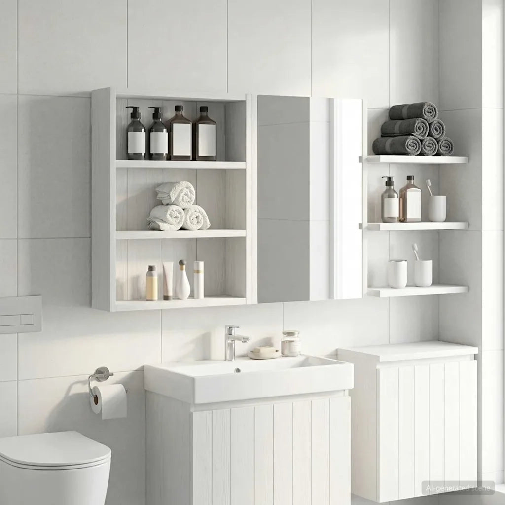 Armadio da bagno a muro con lo scaffale Bianco 40 x 10 x 50 cm 889343