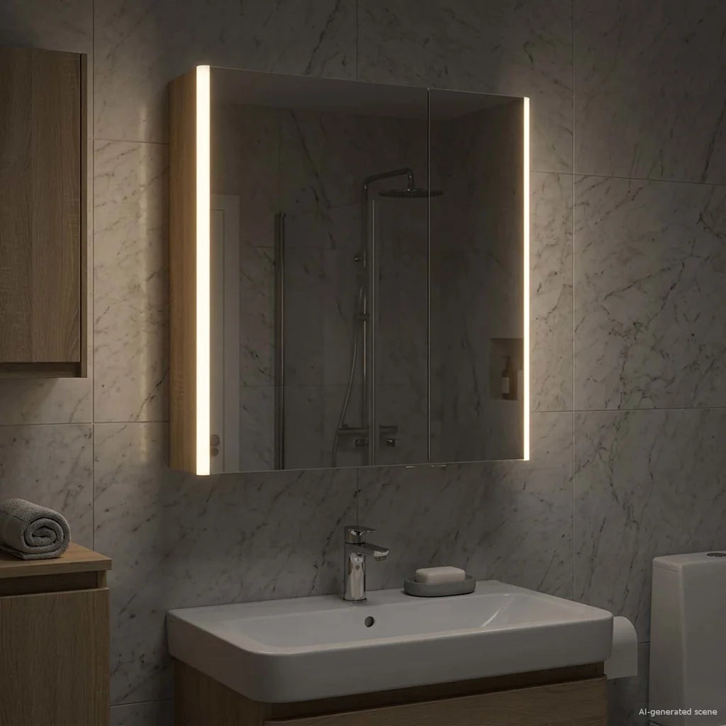 Mobiletto per specchio da bagno Rovere Sonoma