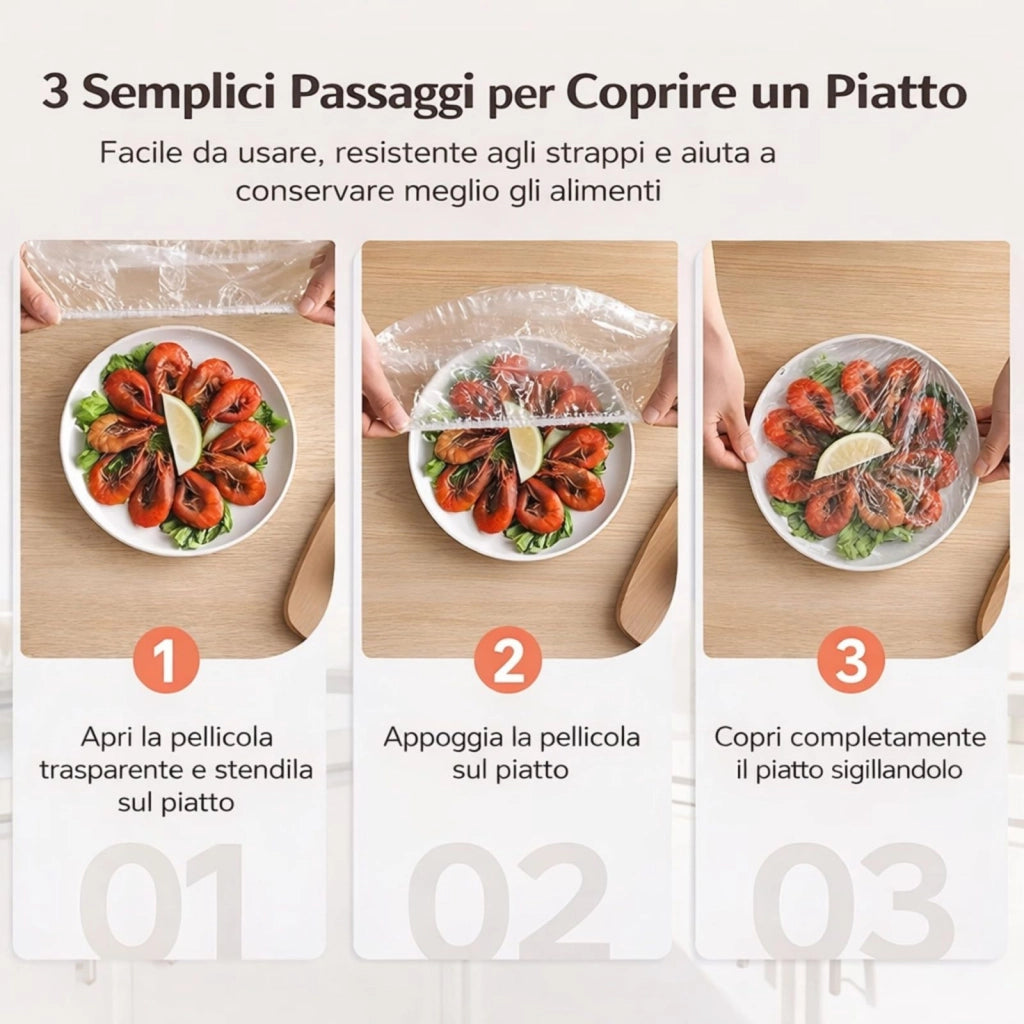 50 cuffie copri alimenti per conservazione sacchetti trasparenti riutilizzabili