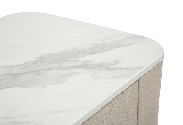 Comodino Beauty 60x47x40 cm in Legno MDF e Metallo Crema/Oro