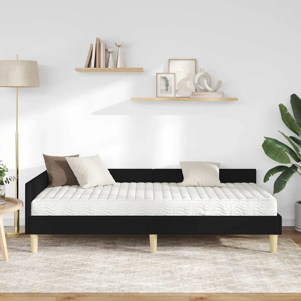 Struttura Letto Angolare con Materasso 2 pz-Giroletto con materasso Verde Tessuto 500524