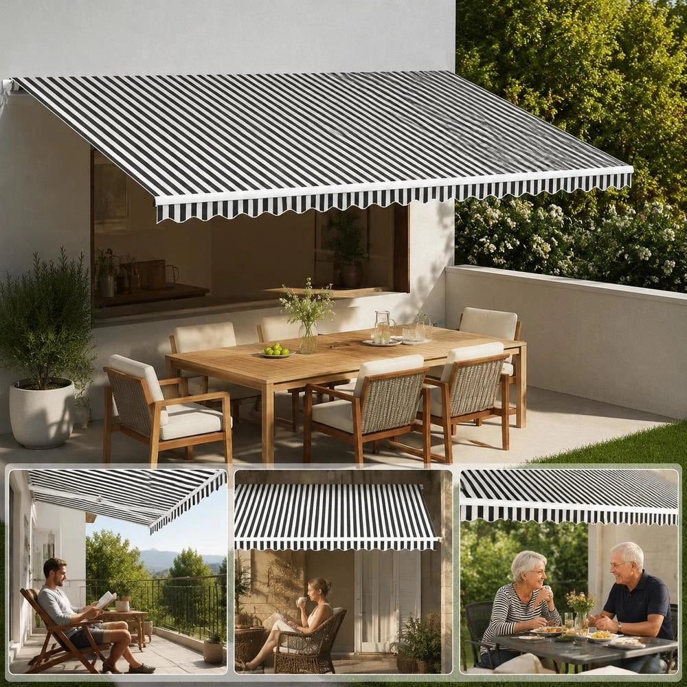 Awning Fabric Anthracite And White 6x3 M
