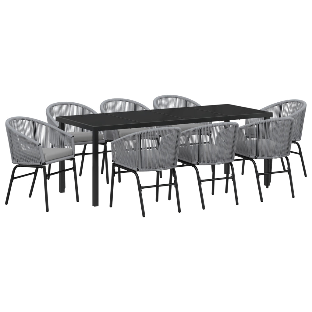 Set di 9 pezzi da pranzo da giardino grigio in polyrattan