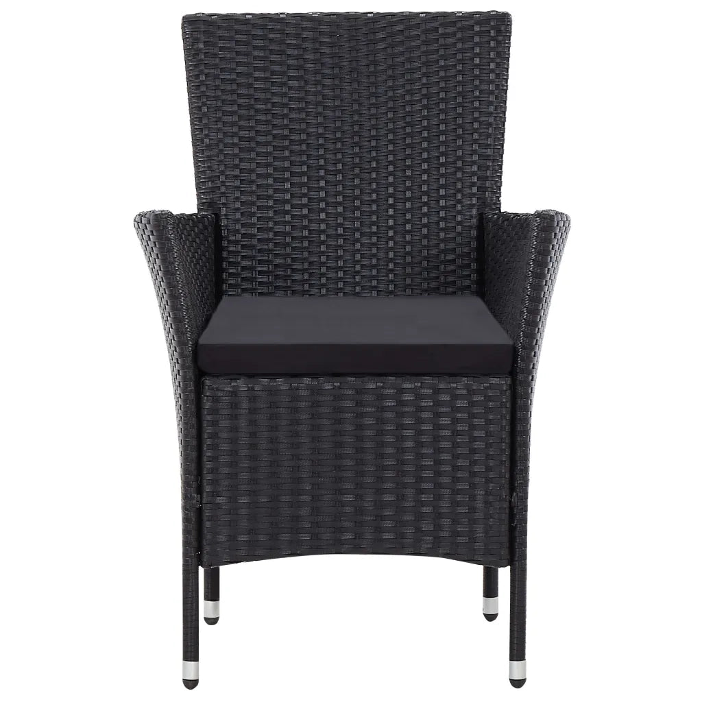 Set da Pranzo da Giardino 9 pz in Polyrattan Nero 45976