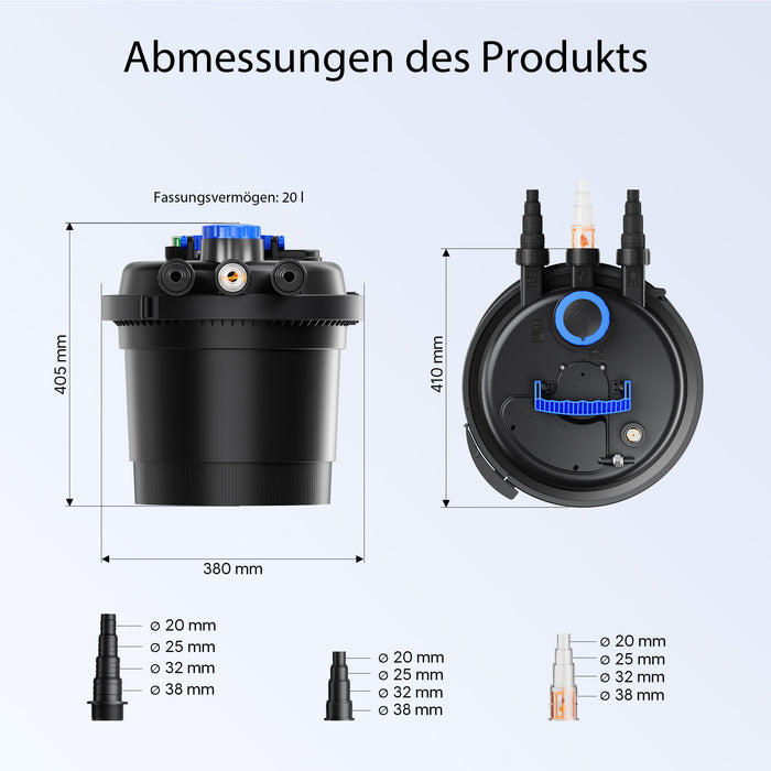 CPF-180 Filtro a pressione per laghetto con UVC da 11 W per 6.000 l