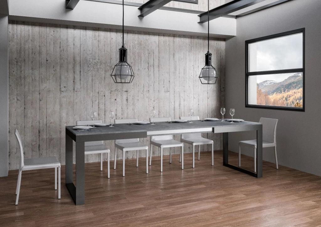 Tavolo allungabile 90x160/420 cm Tekno Evolution Cemento telaio Antracite