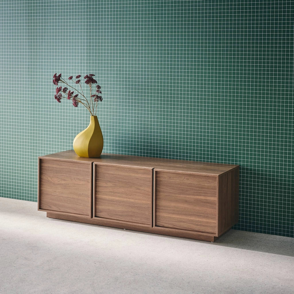 Mobile tv decorazione legno 3 ante 140cm, noce