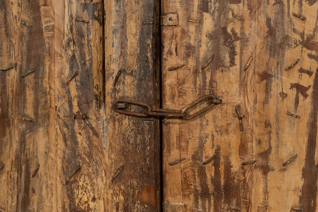 Biscottini Porta portone in legno massello e ferro da interno o da esterno vecchia e antica medievale scorrevole