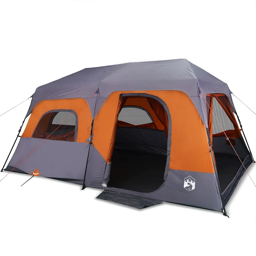 Tenda Campeggio 9 Persone-Tenda per Escursionismo Grigio e Arancione Impermeabile