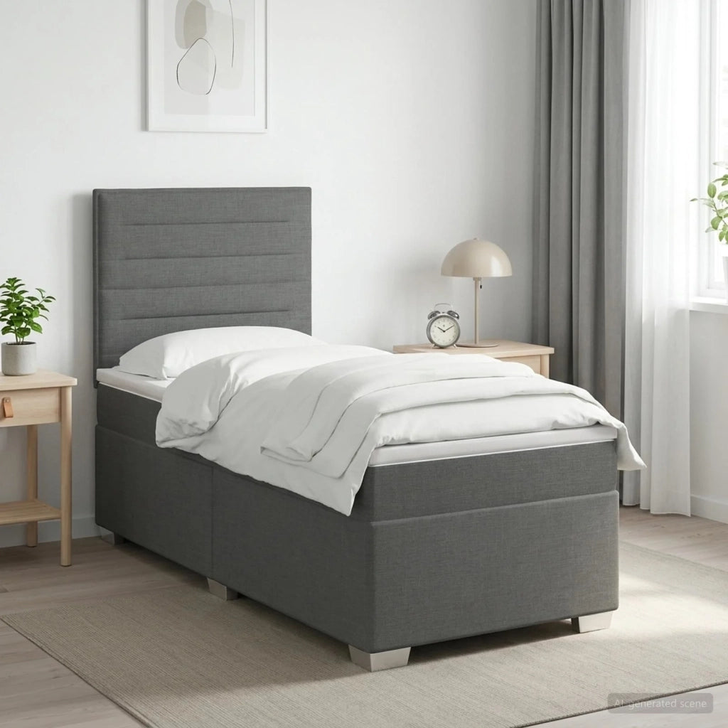 Letto box spring con materasso Grigio Scuro 100 x 200 cm 3453333