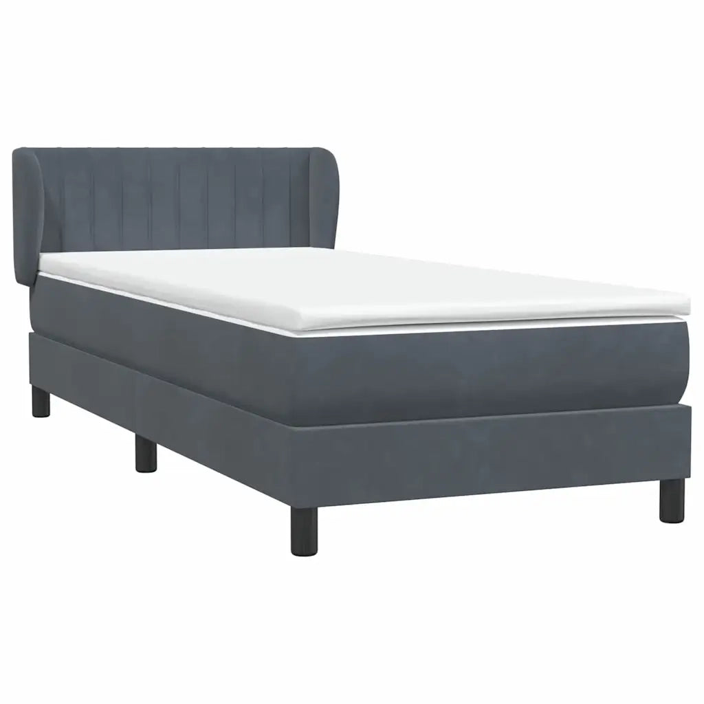 Giroletto a Molle con Materasso Grigio Scuro 90x220 cm Velluto 3317722