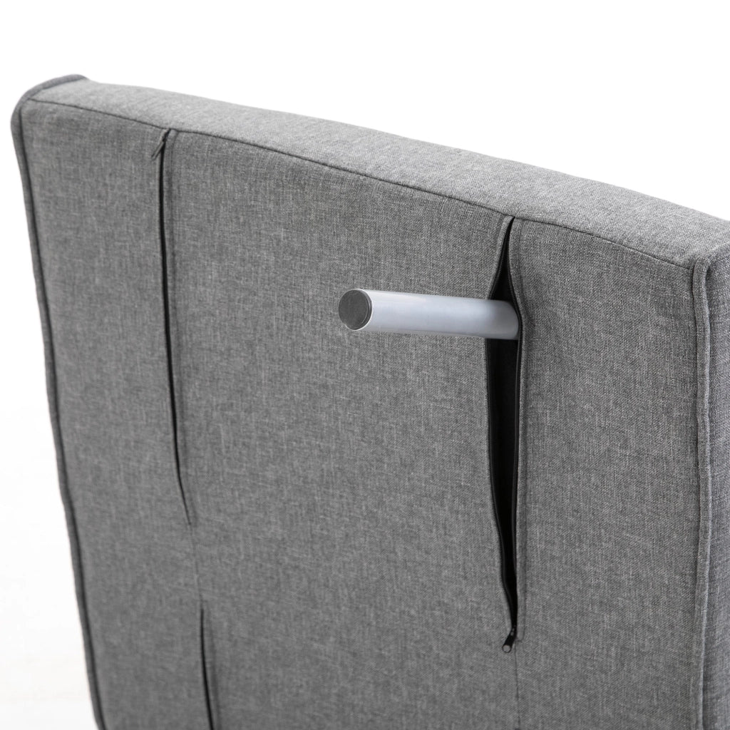 Poltrona Letto Singolo con Schienale Regolabile a 5 Livelli e Cuscino 65x69x80 cm in Tessuto Grigio Chiaro