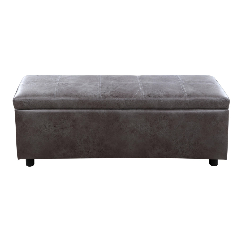 Cassapanca Bukit con Seduta Imbottita Ottomana Contenitore 118x37x43 cm Similpelle Grigio [en.casa]