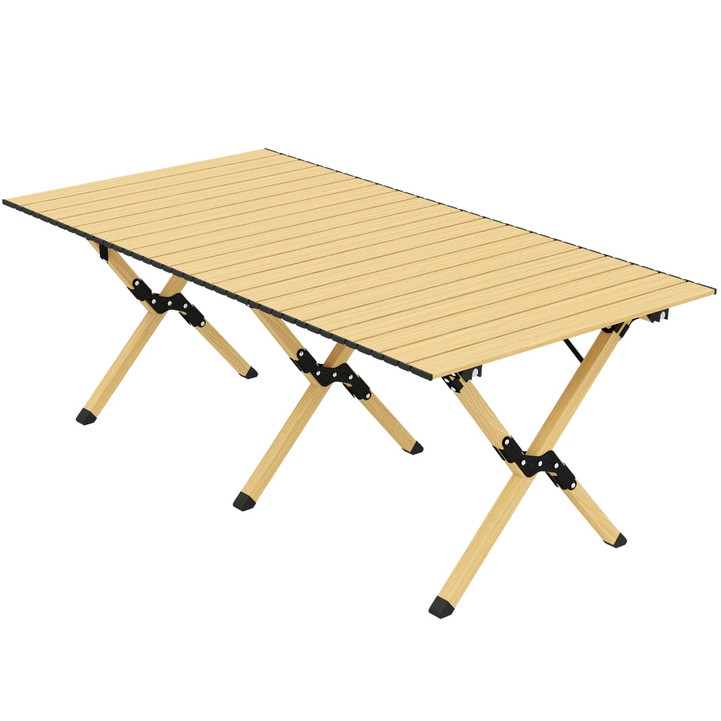 Tavolo pieghevole da giardino ¨C zephmum ¨C alluminio, effetto legno, 117x60 cm