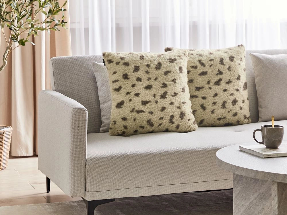 Set di 2 cuscini decorativi in pelliccia sintetica beige 45 x 45 cm accessori salotto