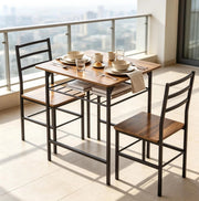 Set da pranzo compatto con tavolo e 2 sedie, design industriale salvaspazio